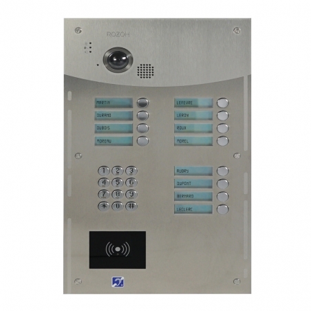 Interphone vidéo 16 bts clavier et lecteur - Encastrement - Inox